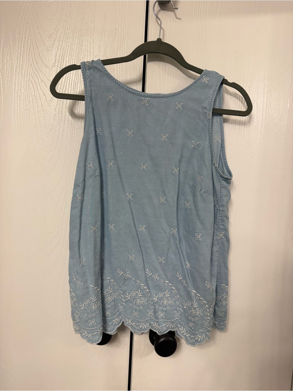 Loft Light Blue Embroidered Sleeveless Top